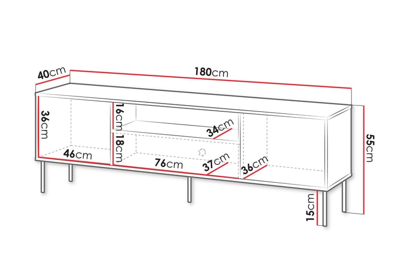 Akiko Tv-bänk 180 cm - Grön - Möbler - Tv möbel & mediamöbel - TV bänk & mediabänk