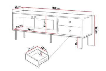 Akilesh Golvstående Tv-bänk 150 cm med Förvaring i Målat Trä - Vit - Möbler - Tv möbel & mediamöbel - TV bänk & mediabänk
