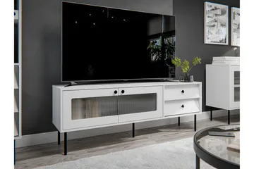 Akilesh Golvstående Tv-bänk 150 cm med Förvaring i Målat Trä - Vit - Möbler - Tv möbel & mediamöbel - TV bänk & mediabänk
