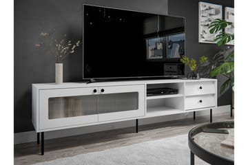 Akilesh Golvstående TV Bänk 200 cm med Förvaring i Målat Trä - Vit - Möbler - Tv möbel & mediamöbel - TV bänk & mediabänk