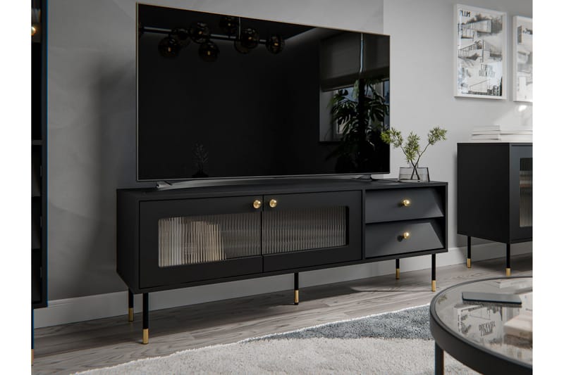 Akilesh Tv-bänk 150 cm - Svart - Möbler - Tv möbel & mediamöbel - TV bänk & mediabänk