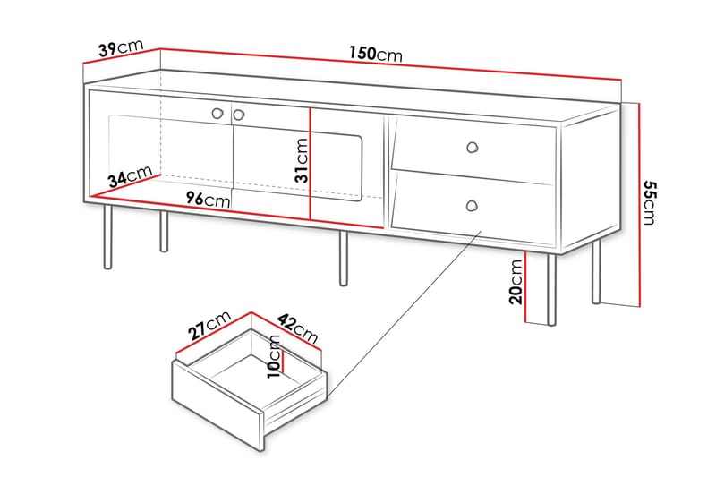 Akilesh Tv-bänk 150 cm - Vit - Möbler - Tv möbel & mediamöbel - TV bänk & mediabänk