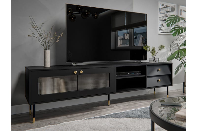Akilesh Tv-bänk 200 cm - Svart - Möbler - Tv möbel & mediamöbel - TV bänk & mediabänk