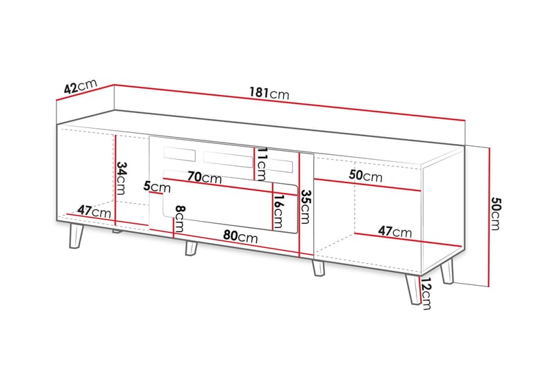 Akimasa Tv-bänk 181 cm - Natur - Möbler - Tv möbel & mediamöbel - TV bänk & mediabänk