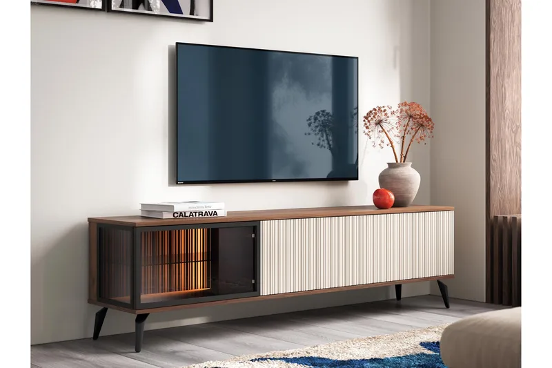 Akinari Tv-bänk 180 cm - Brun/Beige - Möbler - Tv möbel & mediamöbel - TV bänk & mediabänk