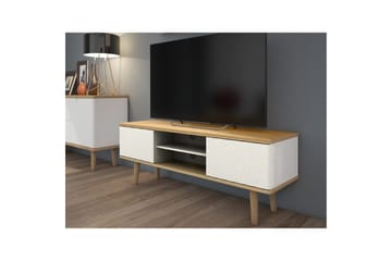 Alandra Golvstående TV-bänk 140 cm med Förvaring i Ek - Vit - Möbler - Tv möbel & mediamöbel - TV bänk & mediabänk