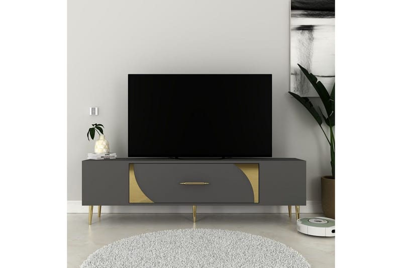 Aldor Tv-bänk 150 cm - Antracit/Guld - Möbler - Tv möbel & mediamöbel - TV bänk & mediabänk