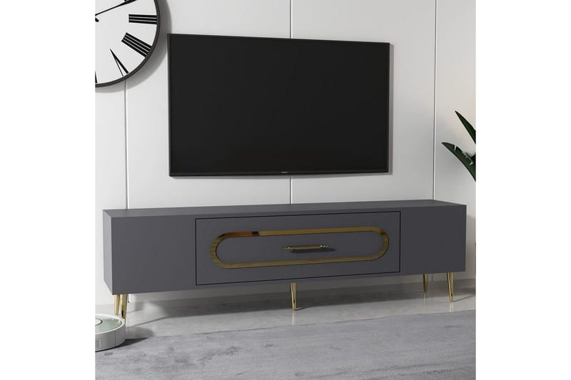 Aldor Tv-bänk 150 cm - Antracit/Guld - Möbler - Tv möbel & mediamöbel - TV bänk & mediabänk