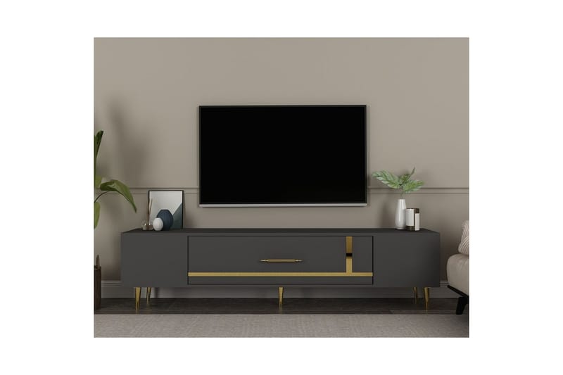 Aldor Tv-bänk 150 cm - Antracit/Guld - Möbler - Tv möbel & mediamöbel - TV bänk & mediabänk