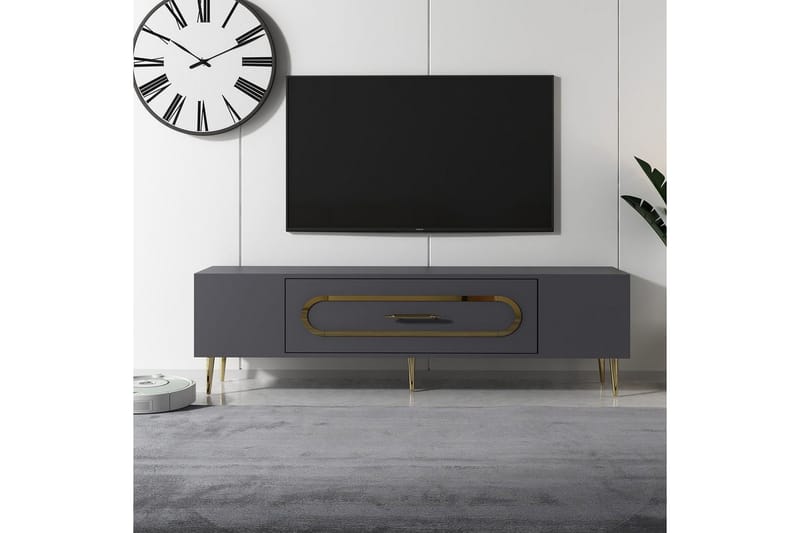 Aldor Tv-bänk 150 cm - Antracit/Guld - Möbler - Tv möbel & mediamöbel - TV bänk & mediabänk