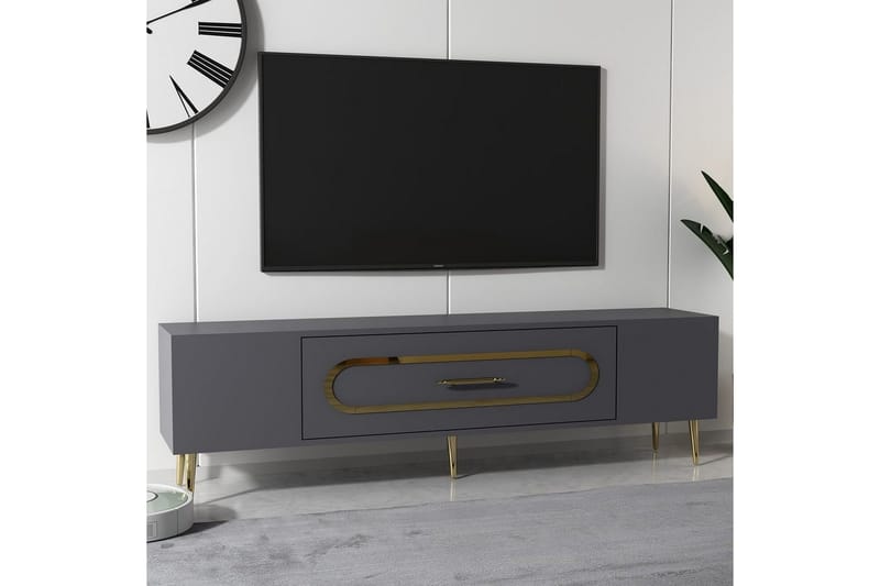 Aldor Tv-bänk 150 cm - Antracit/Guld - Möbler - Tv möbel & mediamöbel - TV bänk & mediabänk