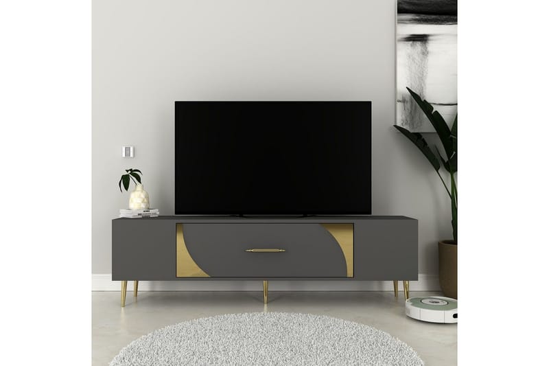 Aldor Tv-bänk 150 cm - Antracit/Guld - Möbler - Tv möbel & mediamöbel - TV bänk & mediabänk