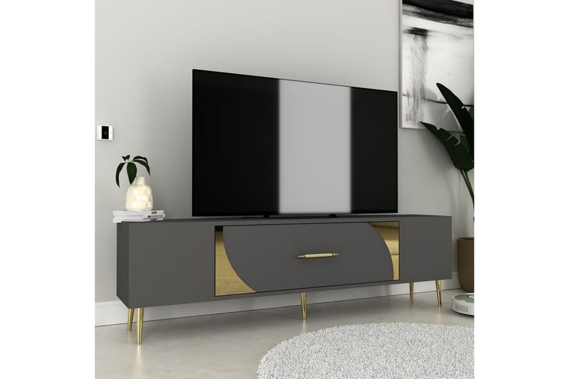 Aldor Tv-bänk 150 cm - Antracit/Guld - Möbler - Tv möbel & mediamöbel - TV bänk & mediabänk
