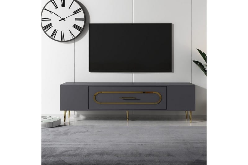 Aldor Tv-bänk 150 cm - Antracit/Guld - Möbler - Tv möbel & mediamöbel - TV bänk & mediabänk