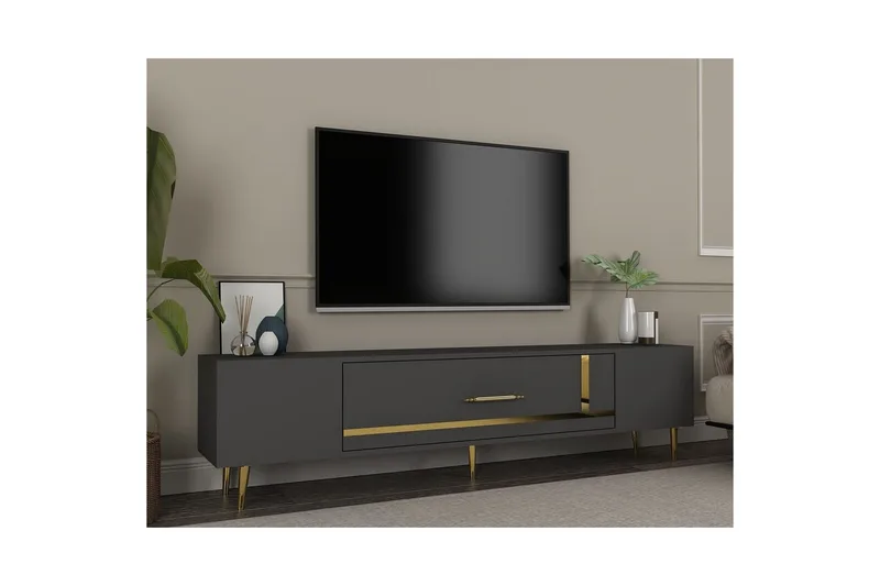 Aldor Tv-bänk 150 cm - Antracit/Guld - Möbler - Tv möbel & mediamöbel - TV bänk & mediabänk