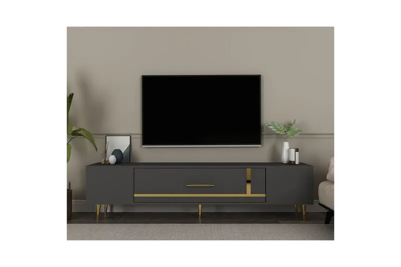 Aldor Tv-bänk 150 cm - Antracit/Guld - Möbler - Tv möbel & mediamöbel - TV bänk & mediabänk