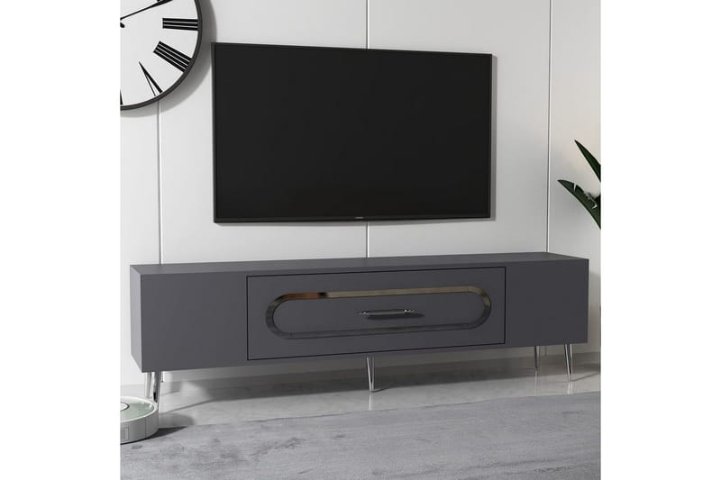 Aldor Tv-bänk 150 cm - Antracit/Silver - Möbler - Tv möbel & mediamöbel - TV bänk & mediabänk