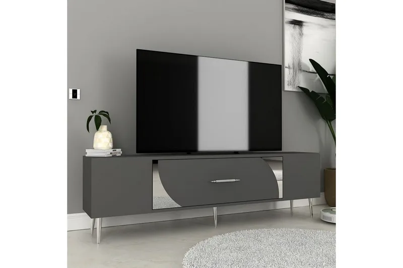 Aldor Tv-bänk 150 cm - Antracit/Silver - Möbler - Tv möbel & mediamöbel - TV bänk & mediabänk