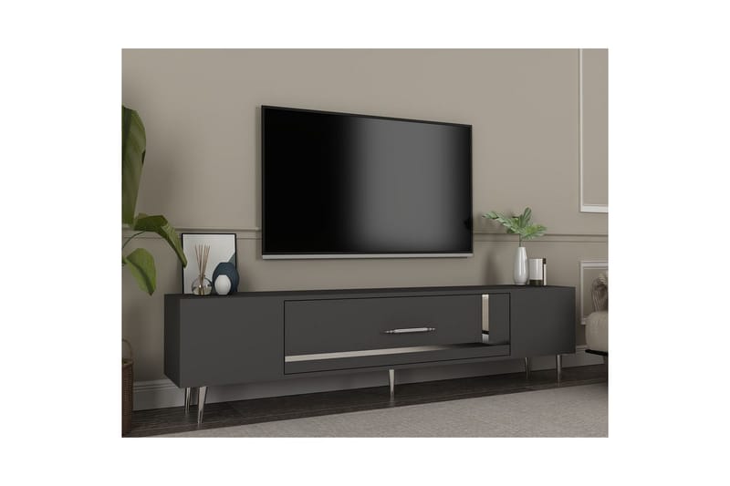 Aldor Tv-bänk 150 cm - Antracit/Silver - Möbler - Tv möbel & mediamöbel - TV bänk & mediabänk