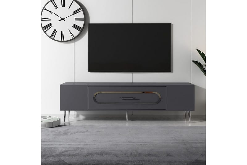 Aldor Tv-bänk 150 cm - Antracit/Silver - Möbler - Tv möbel & mediamöbel - TV bänk & mediabänk