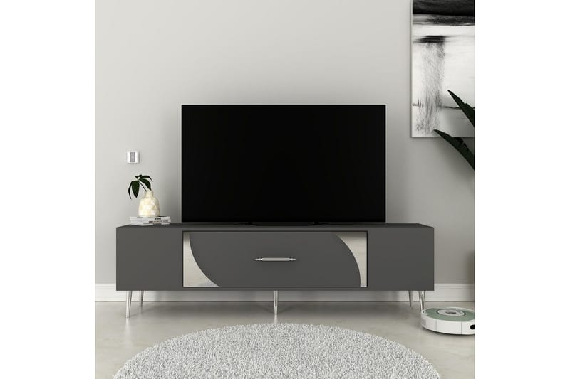 Aldor Tv-bänk 150 cm - Antracit/Silver - Möbler - Tv möbel & mediamöbel - TV bänk & mediabänk