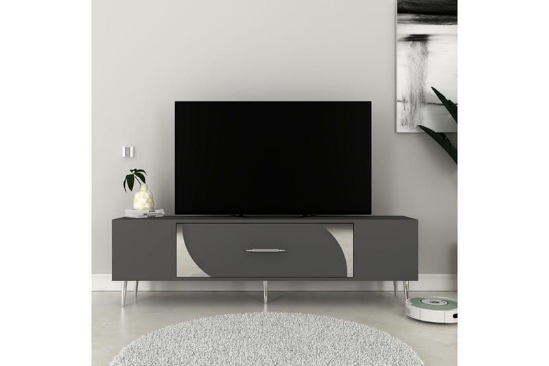 Aldor Tv-bänk 150 cm - Antracit/Silver - Möbler - Tv möbel & mediamöbel - TV bänk & mediabänk