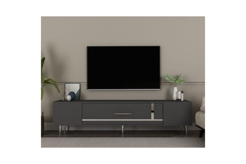 Aldor Tv-bänk 150 cm - Antracit/Silver - Möbler - Tv möbel & mediamöbel - TV bänk & mediabänk