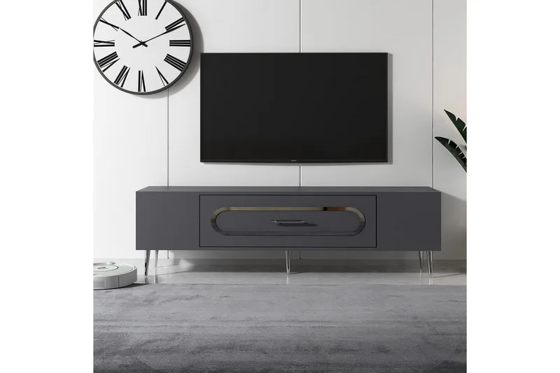 Aldor Tv-bänk 150 cm - Antracit/Silver - Möbler - Tv möbel & mediamöbel - TV bänk & mediabänk