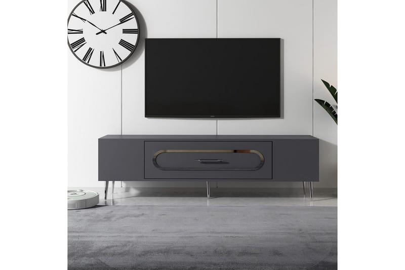 Aldor Tv-bänk 150 cm - Antracit/Silver - Möbler - Tv möbel & mediamöbel - TV bänk & mediabänk
