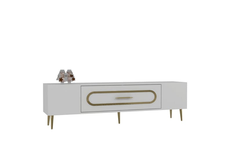 Aldor Tv-bänk 150 cm - Vit/Guld - Möbler - Tv möbel & mediamöbel - TV bänk & mediabänk