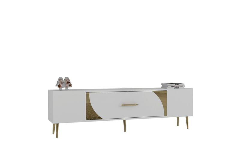 Aldor Tv-bänk 150 cm - Vit/Guld - Möbler - Tv möbel & mediamöbel - TV bänk & mediabänk