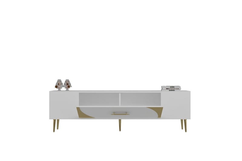 Aldor Tv-bänk 150 cm - Vit/Guld - Möbler - Tv möbel & mediamöbel - TV bänk & mediabänk