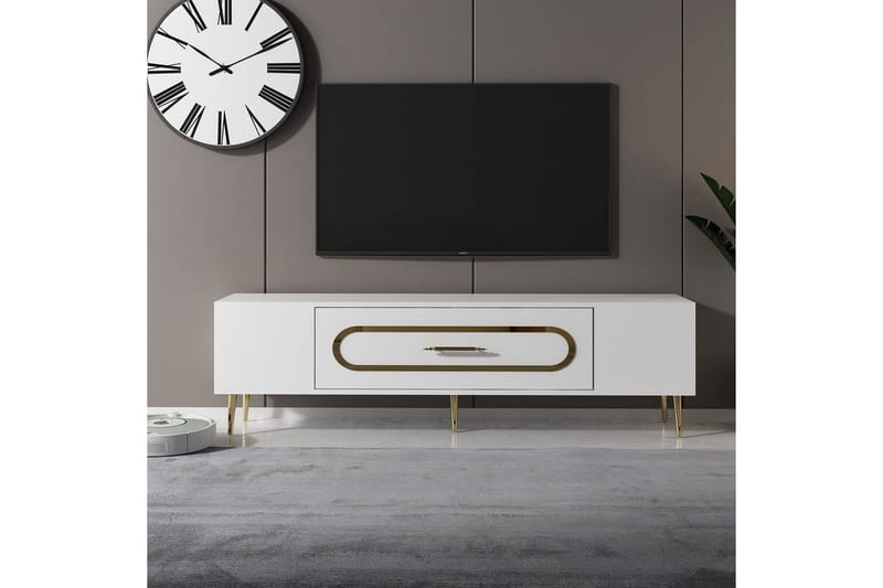 Aldor Tv-bänk 150 cm - Vit/Guld - Möbler - Tv möbel & mediamöbel - TV bänk & mediabänk