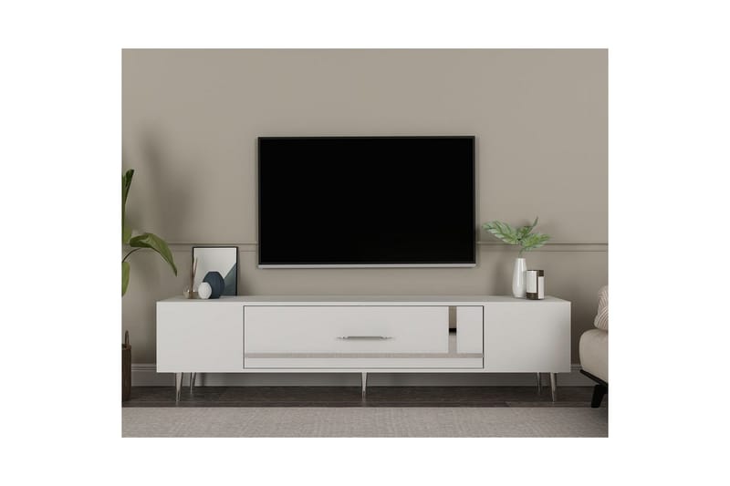 Aldor Tv-bänk 150 cm - Vit/Silver - Möbler - Tv möbel & mediamöbel - TV bänk & mediabänk