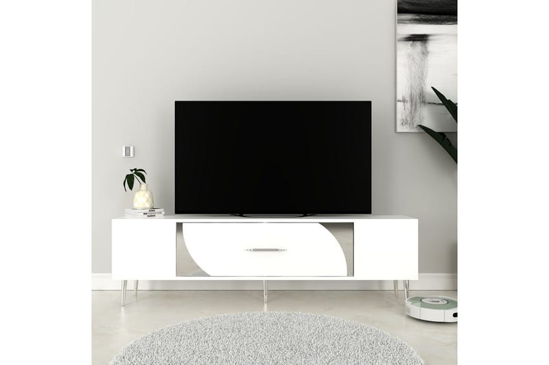 Aldor Tv-bänk 150 cm - Vit/Silver - Möbler - Tv möbel & mediamöbel - TV bänk & mediabänk