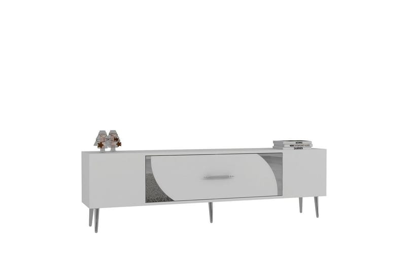 Aldor Tv-bänk 150 cm - Vit/Silver - Möbler - Tv möbel & mediamöbel - TV bänk & mediabänk