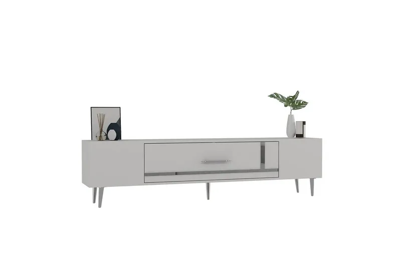 Aldor Tv-bänk 150 cm - Vit/Silver - Möbler - Tv möbel & mediamöbel - TV bänk & mediabänk
