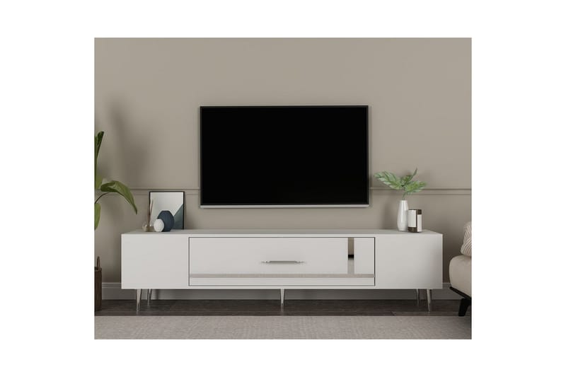 Aldor Tv-bänk 150 cm - Vit/Silver - Möbler - Tv möbel & mediamöbel - TV bänk & mediabänk