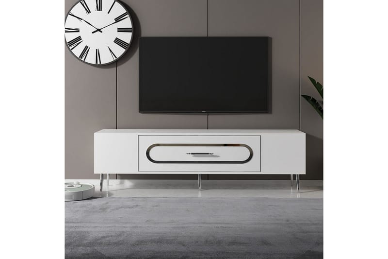 Aldor Tv-bänk 150 cm - Vit/Silver - Möbler - Tv möbel & mediamöbel - TV bänk & mediabänk