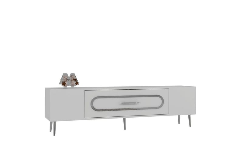 Aldor Tv-bänk 150 cm - Vit/Silver - Möbler - Tv möbel & mediamöbel - TV bänk & mediabänk