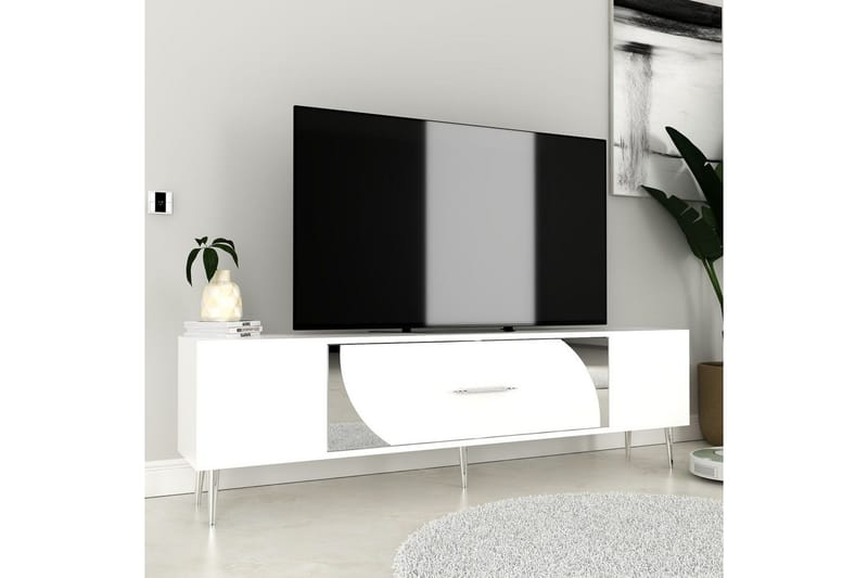 Aldor Tv-bänk 150 cm - Vit/Silver - Möbler - Tv möbel & mediamöbel - TV bänk & mediabänk