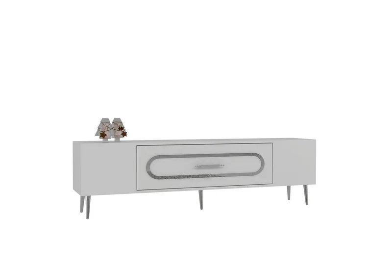 Aldor Tv-bänk 150 cm - Vit/Silver - Möbler - Tv möbel & mediamöbel - TV bänk & mediabänk