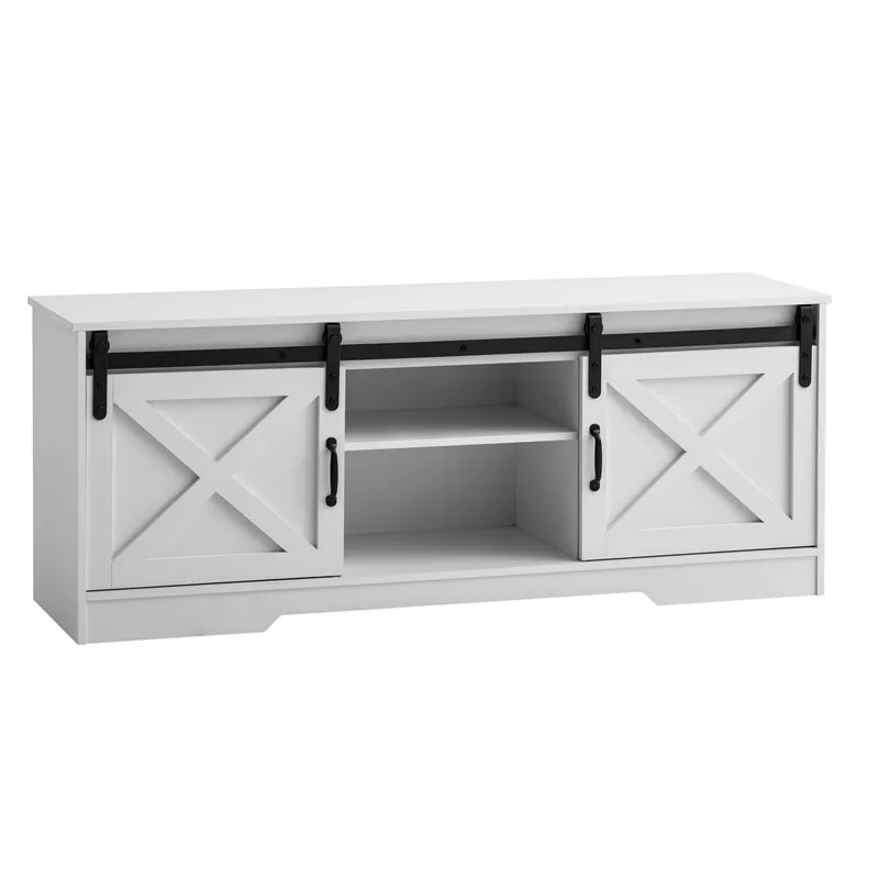 Alino TV-bänk 150 cm, Vit med svarta beslag