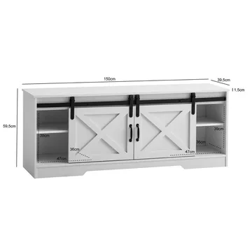 Alino TV-bänk 150 cm - Vit med svarta beslag - Möbler - Tv möbel & mediamöbel - TV bänk & mediabänk
