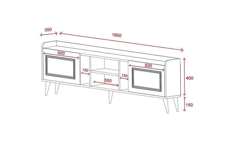 Alyasmin Tv-möbelset 180x27 cm Brun - Hanah Home - TV-möbelset