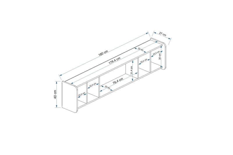 Alyasmin Tv-möbelset 180x27 cm Brun - Hanah Home - Möbler - Tv möbel & mediamöbel - TV-möbelset
