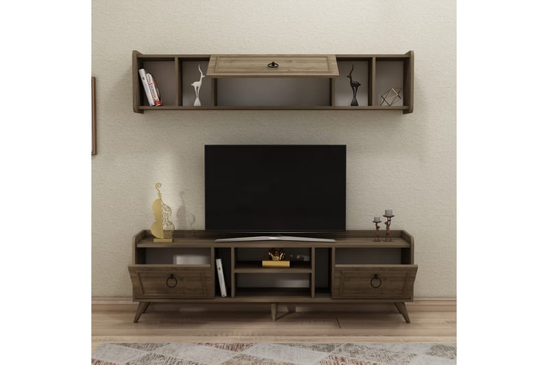 Alyasmin Tv-möbelset 180x27 cm Brun - Hanah Home - Möbler - Tv möbel & mediamöbel - TV-möbelset