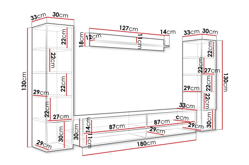 Amadeo Tv-möbelset - Brun/Svart - Möbler - Tv möbel & mediamöbel - TV-möbelset