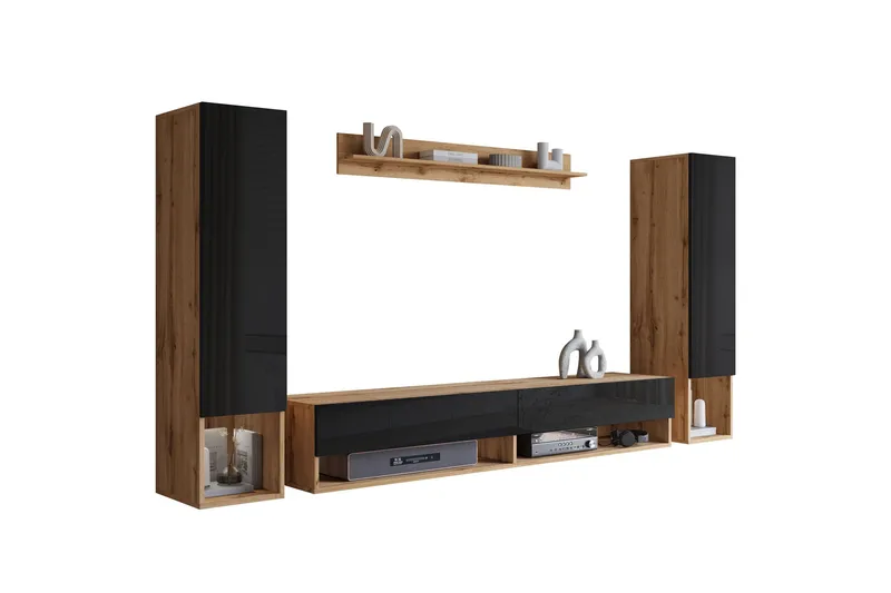 Amadeo Tv-möbelset, Brun/Svart