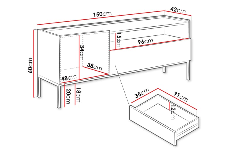 Amelus Tv-bänk 150 cm - Brun - Möbler - Tv möbel & mediamöbel - TV bänk & mediabänk